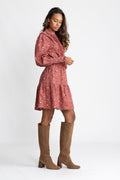 Evina Cord Print Dress - Pink
