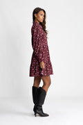 Liv Cord Print Dress - Dark Red