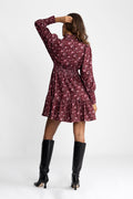 Liv Cord Print Dress - Dark Red