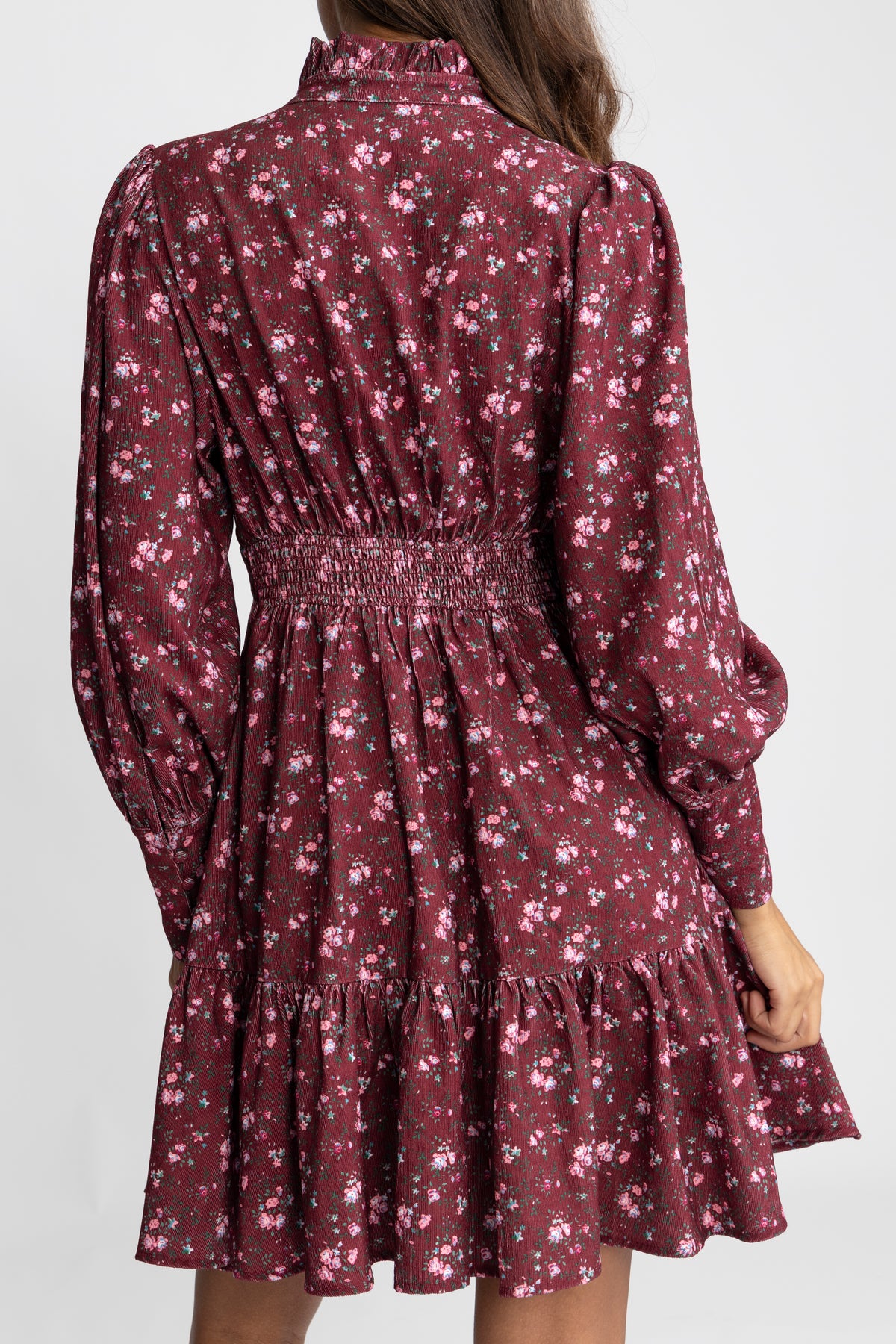 Liv Cord Print Dress - Dark Red