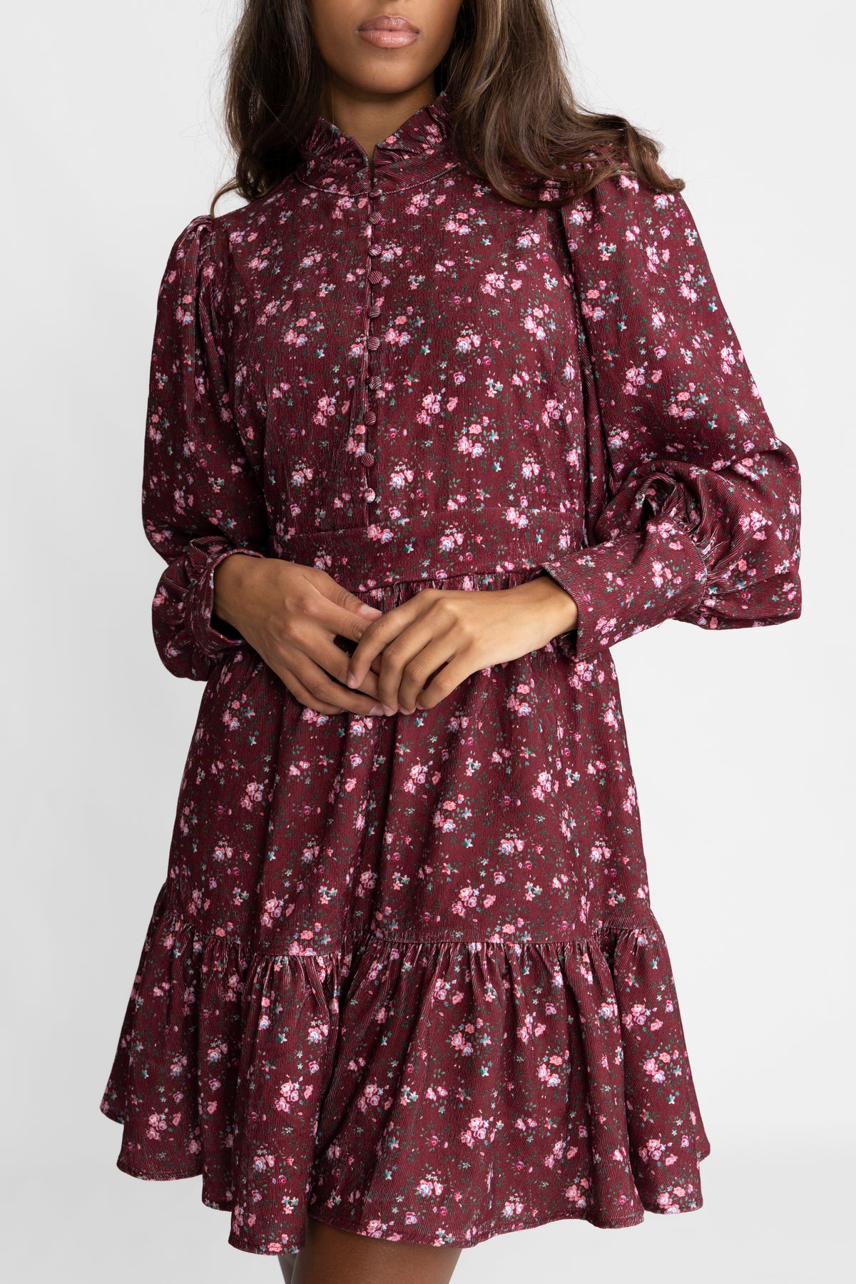 Liv Cord Print Dress - Dark Red