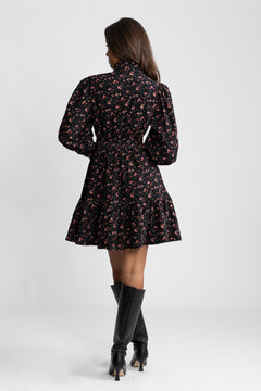 Liv Cord Print Dress - Black