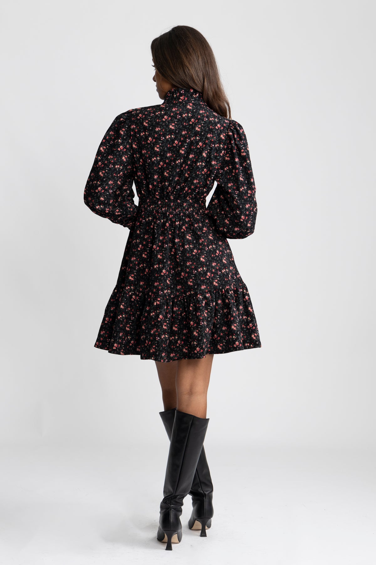 Liv Cord Print Dress - Black