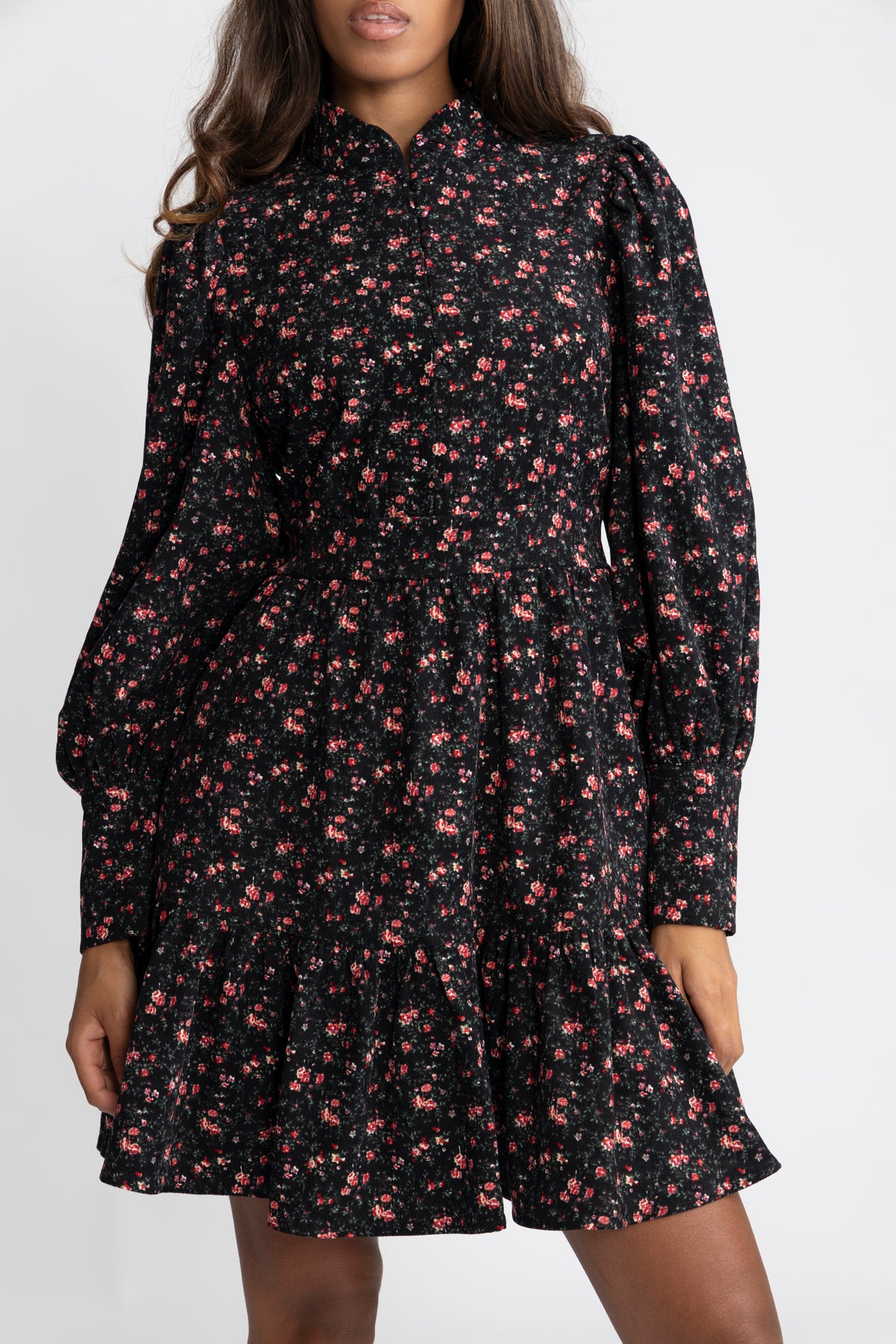 Liv Cord Print Dress - Black