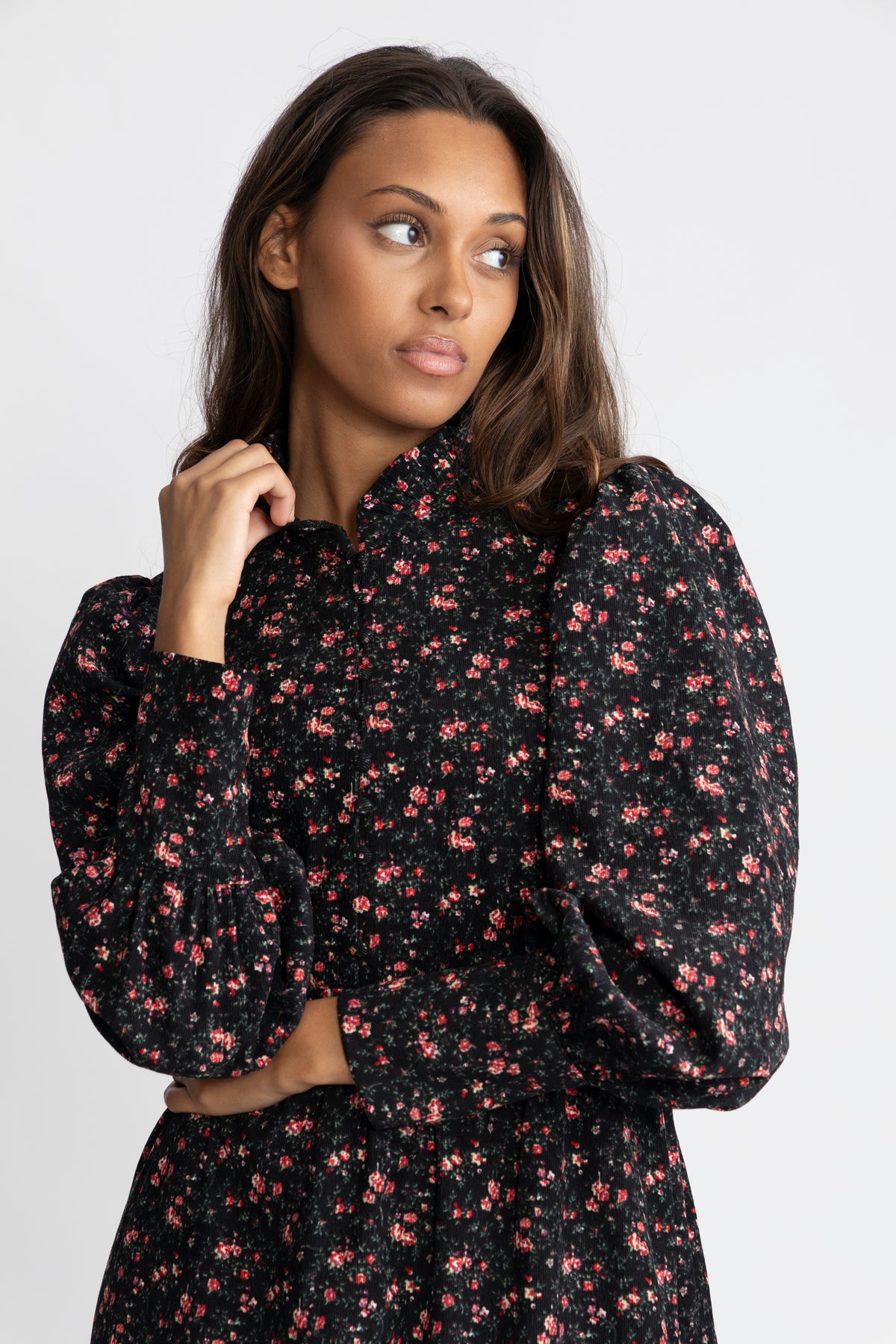 Liv Cord Print Dress - Black