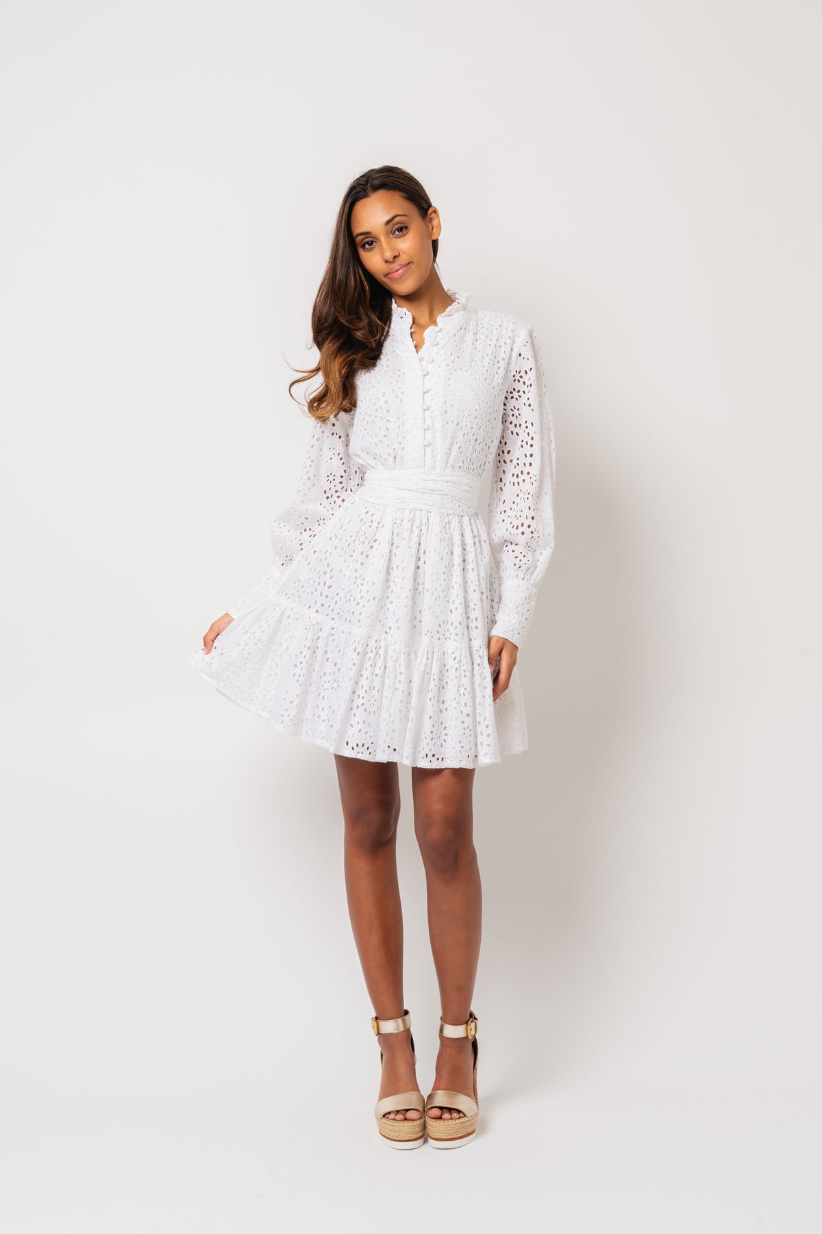 Liv Broderie Anglaise Dress - White