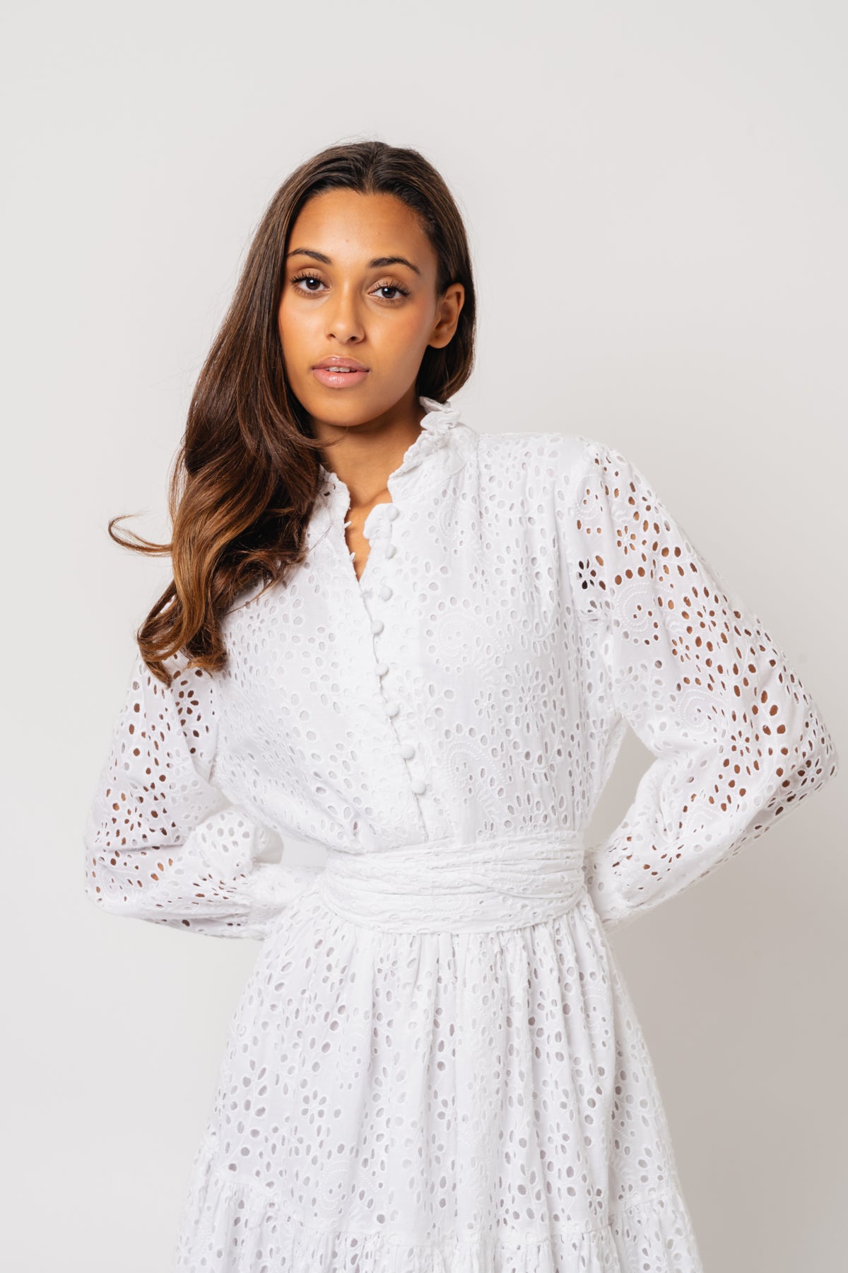 Liv Broderie Anglaise Dress - White