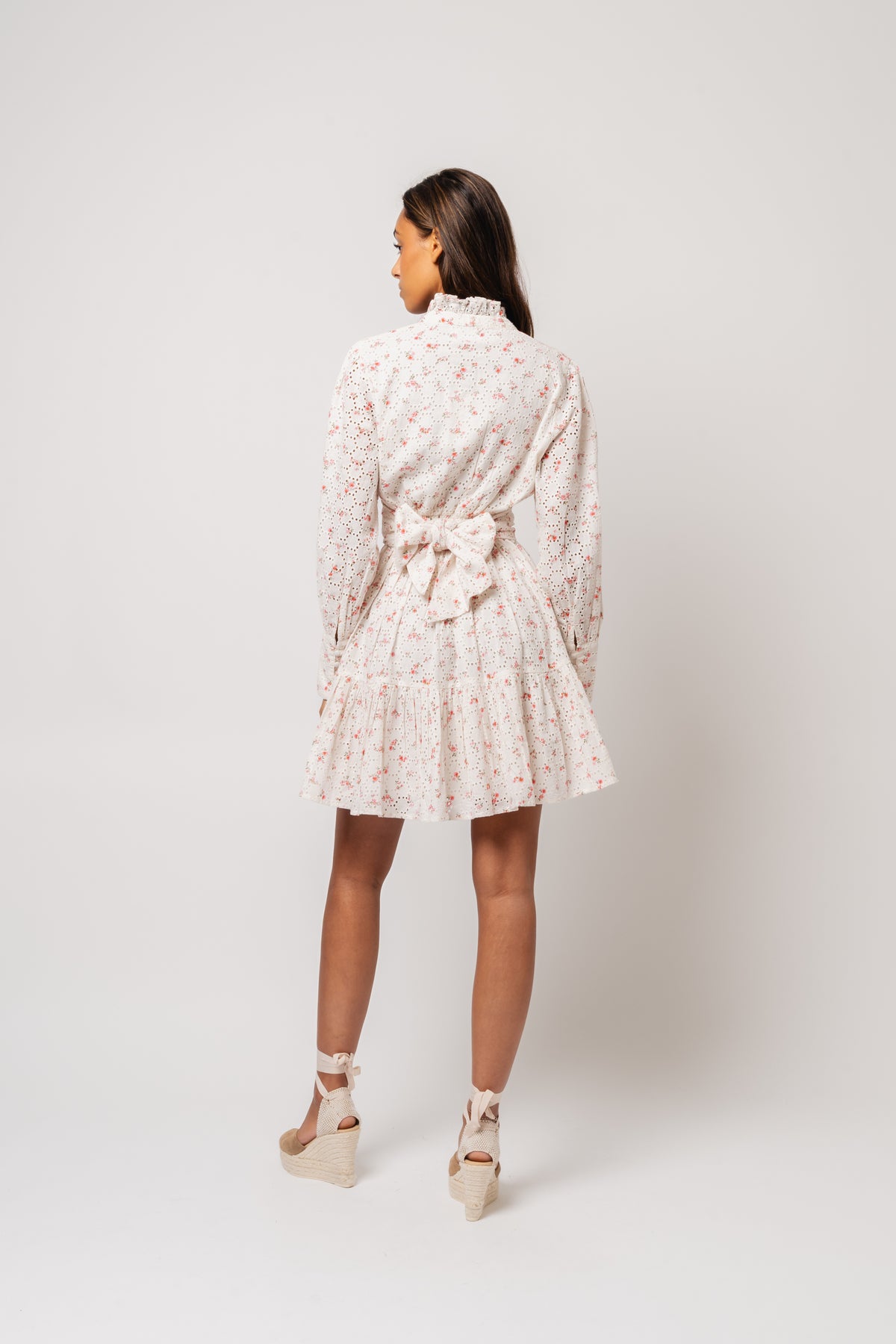 Liv Broderie Anglaise Dress - Pink Petite White