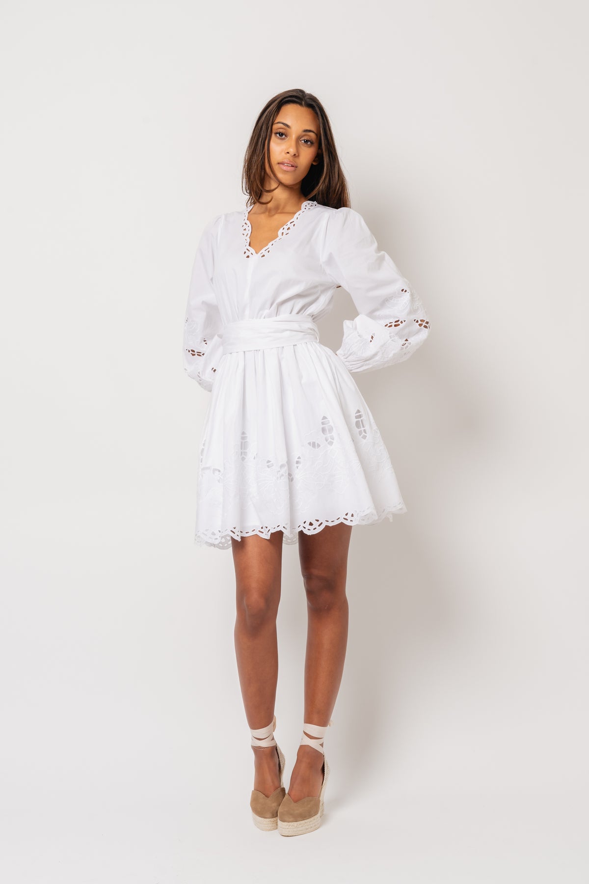 Frida Eyelet Poplin Dress - White