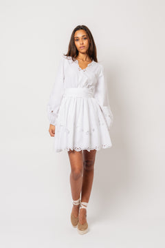 Frida Eyelet Poplin Dress - White