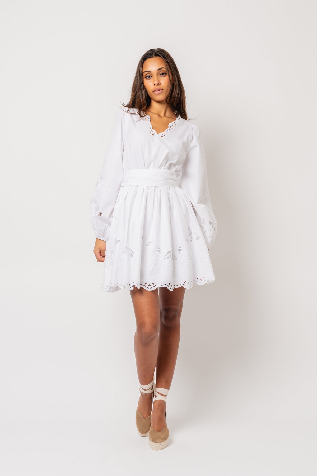 Frida Eyelet Poplin Dress - White