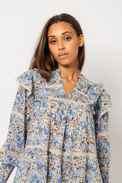 Ellie S Voile Dress - Blue Fleur