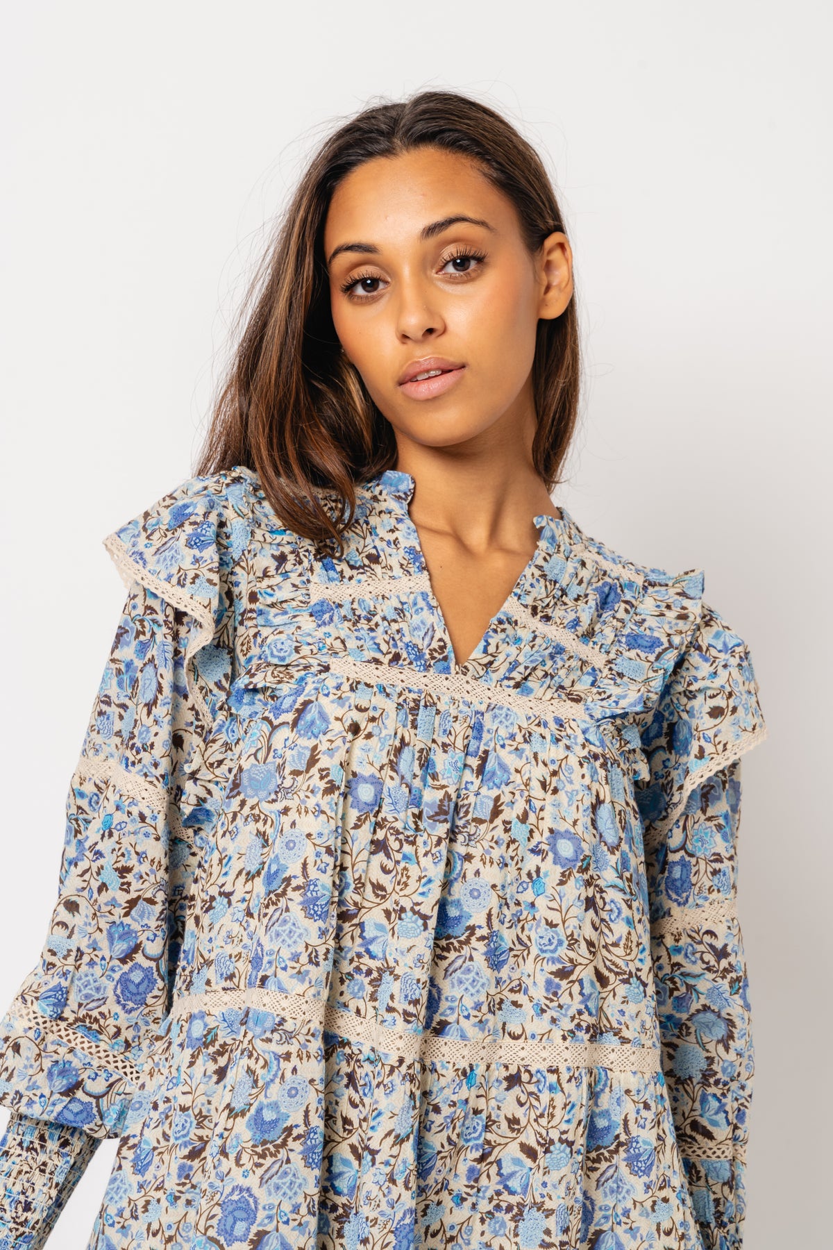 Ellie S Voile Dress - Blue Fleur