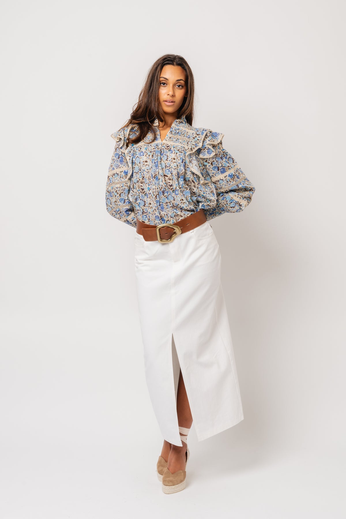 Vårun Voile Blouse - Blue Fleur