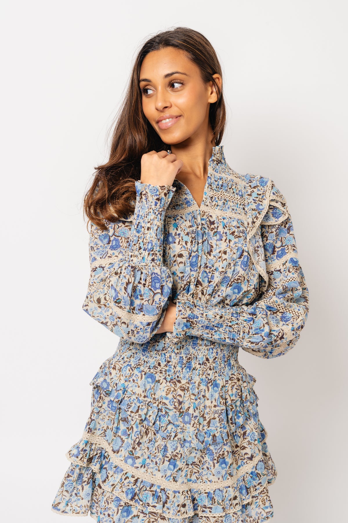 Vårun Voile Blouse - Blue Fleur