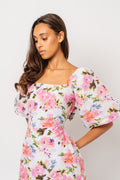 Eva Linen Midi Dress - Pink Peony