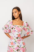 Eva Linen Midi Dress - Pink Peony