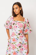 Eva Linen Midi Dress - Pink Peony