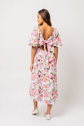 Eva Linen Midi Dress - Pink Peony