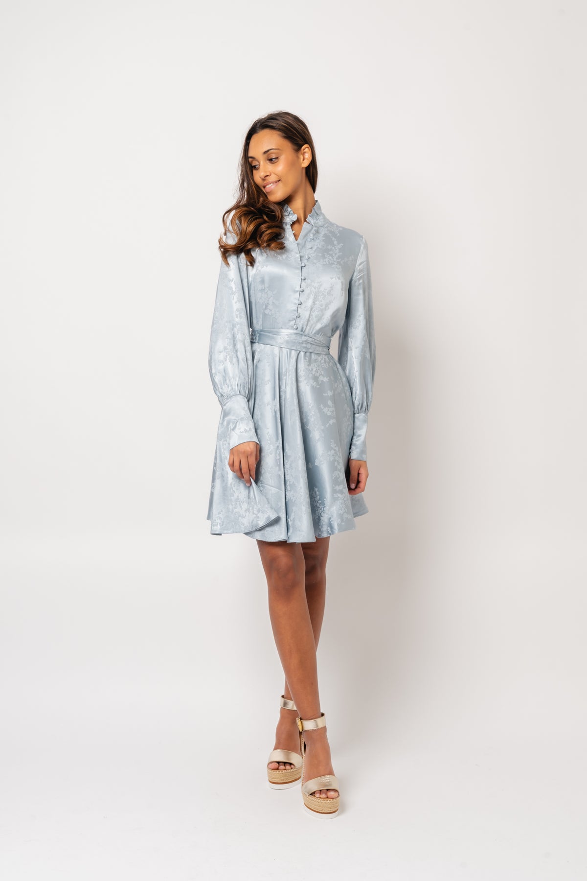 Saga Jacquard Dress - Light Blue