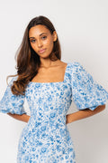 Eva Linen Midi Dress - Blue Glaze