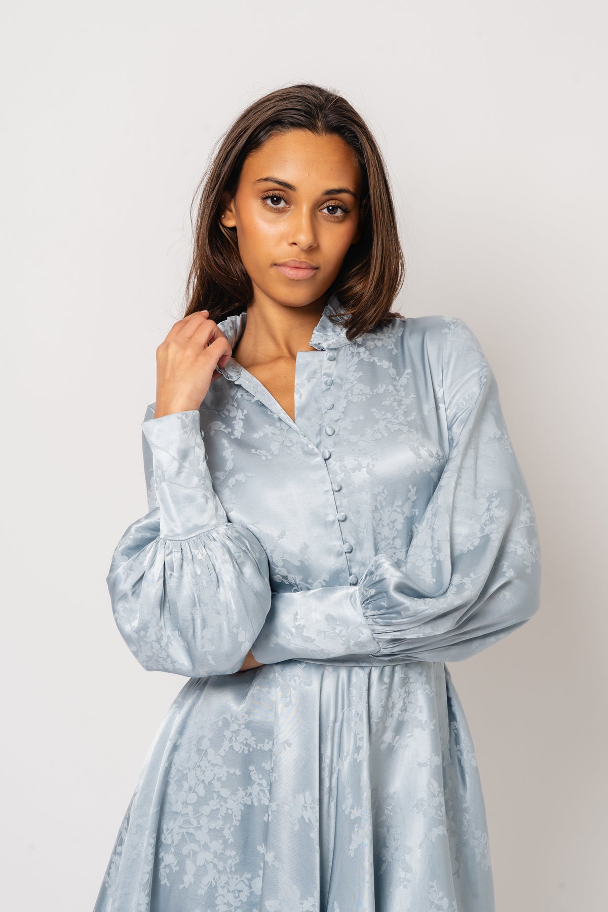 Saga Jacquard Dress - Light Blue