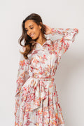 Saga Wide Dress - White Exotic Garden