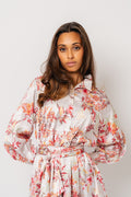 Saga Wide Dress - White Exotic Garden