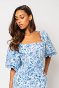 Eva Linen Midi Dress - Blue Glaze