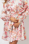 Saga Wide Dress - White Exotic Garden