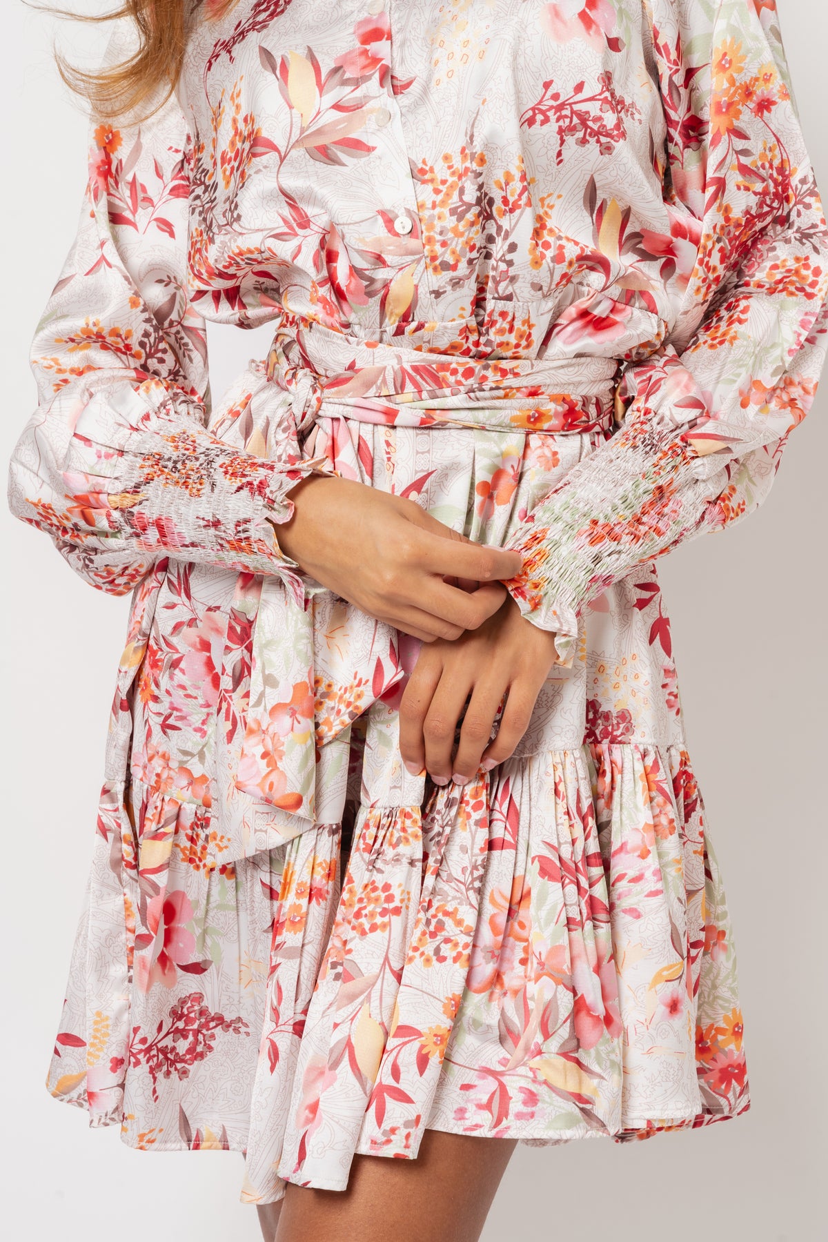 Saga Wide Dress - White Exotic Garden