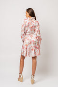 Saga Wide Dress - White Exotic Garden