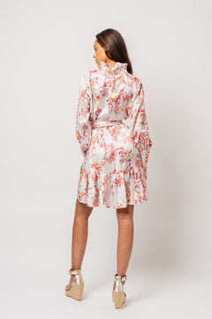 Saga Wide Dress - White Exotic Garden