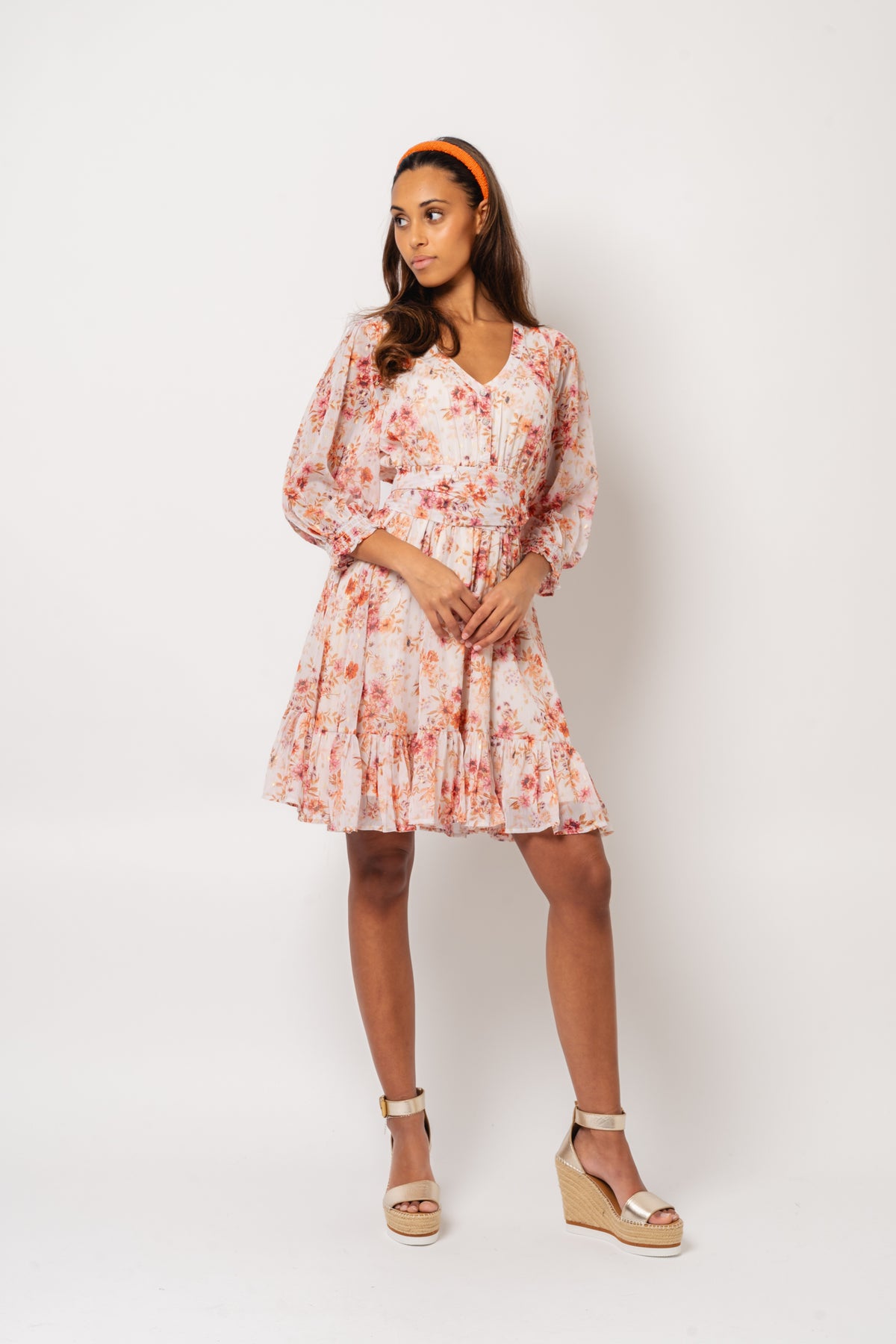 Gyri Golden Flower Short Dress - Indian Summer