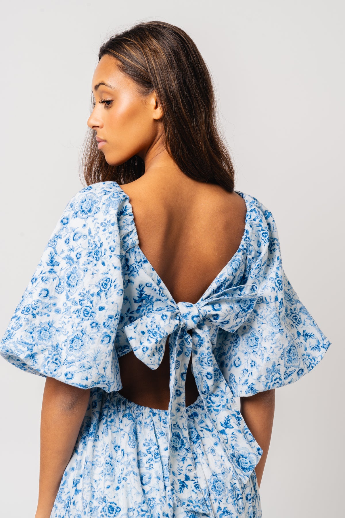 Eva Linen Midi Dress - Blue Glaze
