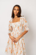 Dagna Voile Dress - White Orange Blossom