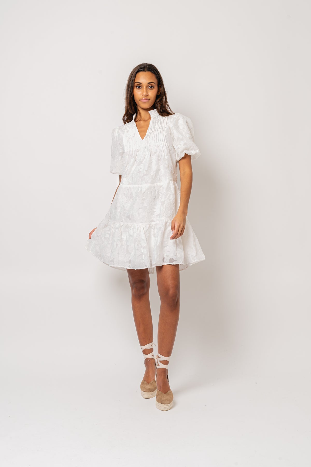 Embla Dress - White Brocade