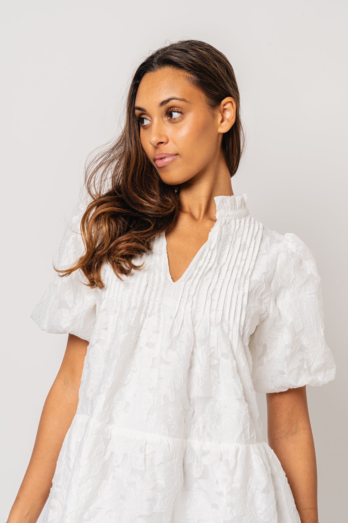 Embla Dress - White Brocade