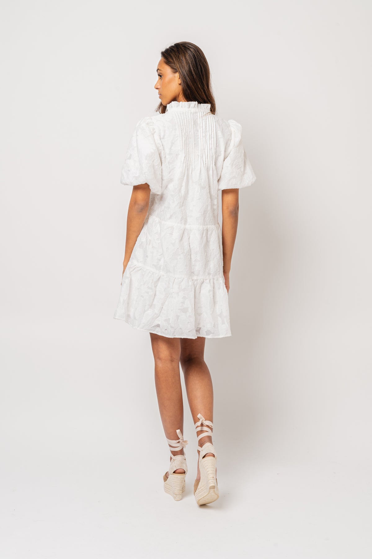 Embla Dress - White Brocade