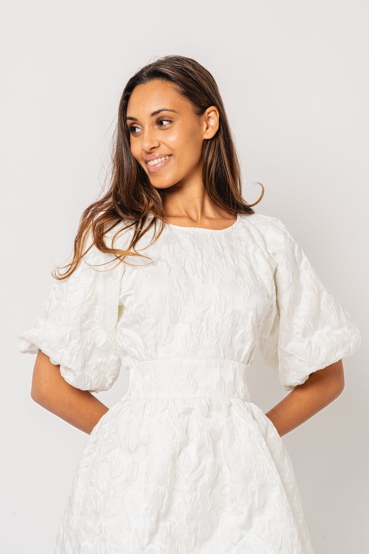 Svanhild Brocade Dress - White