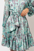Saga Wide Dress - Green Paisley