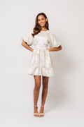 Svanhild Brocade Dress - White Silver