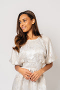 Svanhild Brocade Dress - White Silver