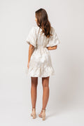 Svanhild Brocade Dress - White Silver