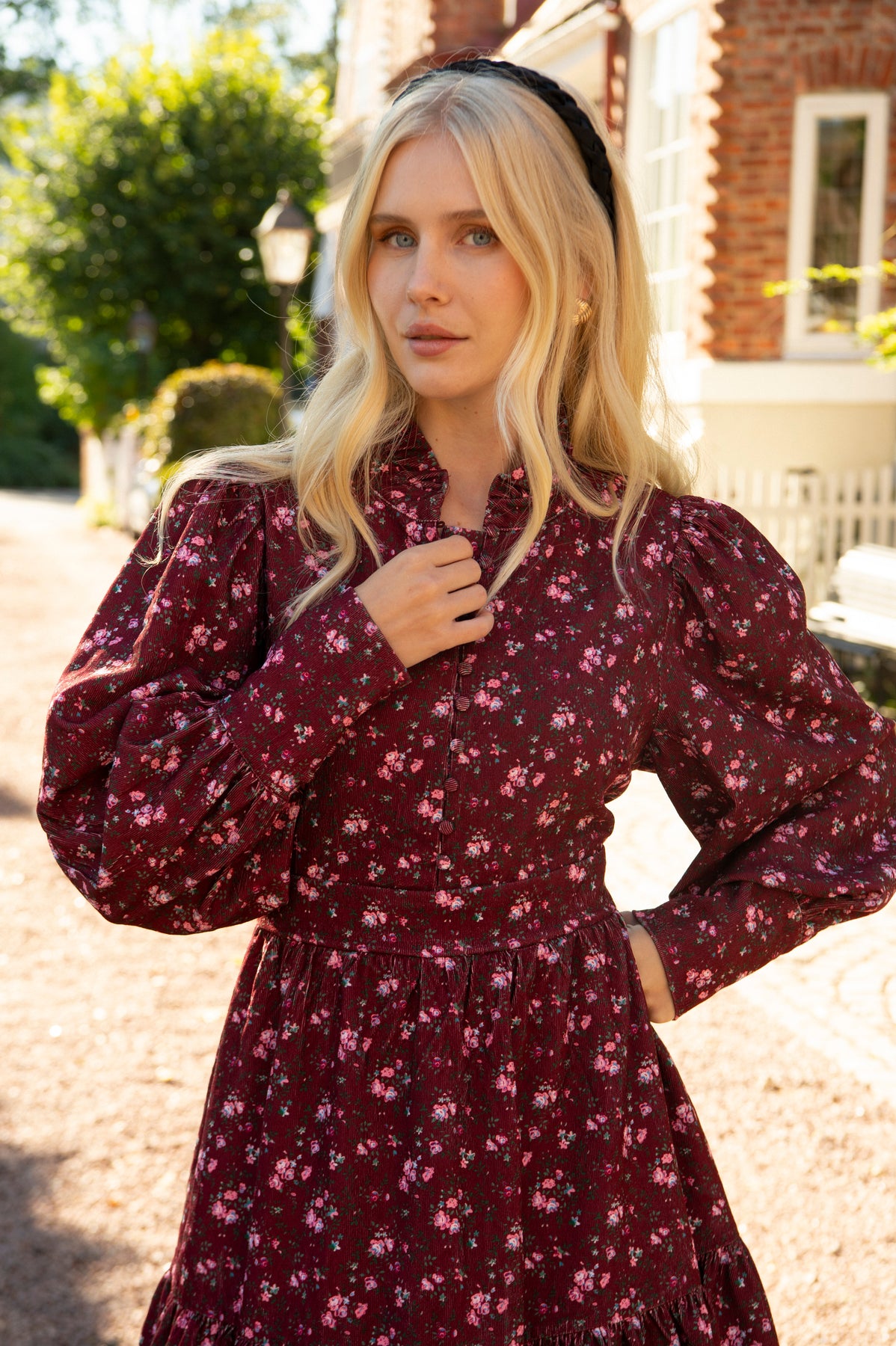 Liv Cord Print Dress - Dark Red