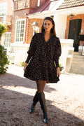 Embla Cord Print Dress - Black