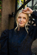 Bergine Brocade Dress - Dark Navy