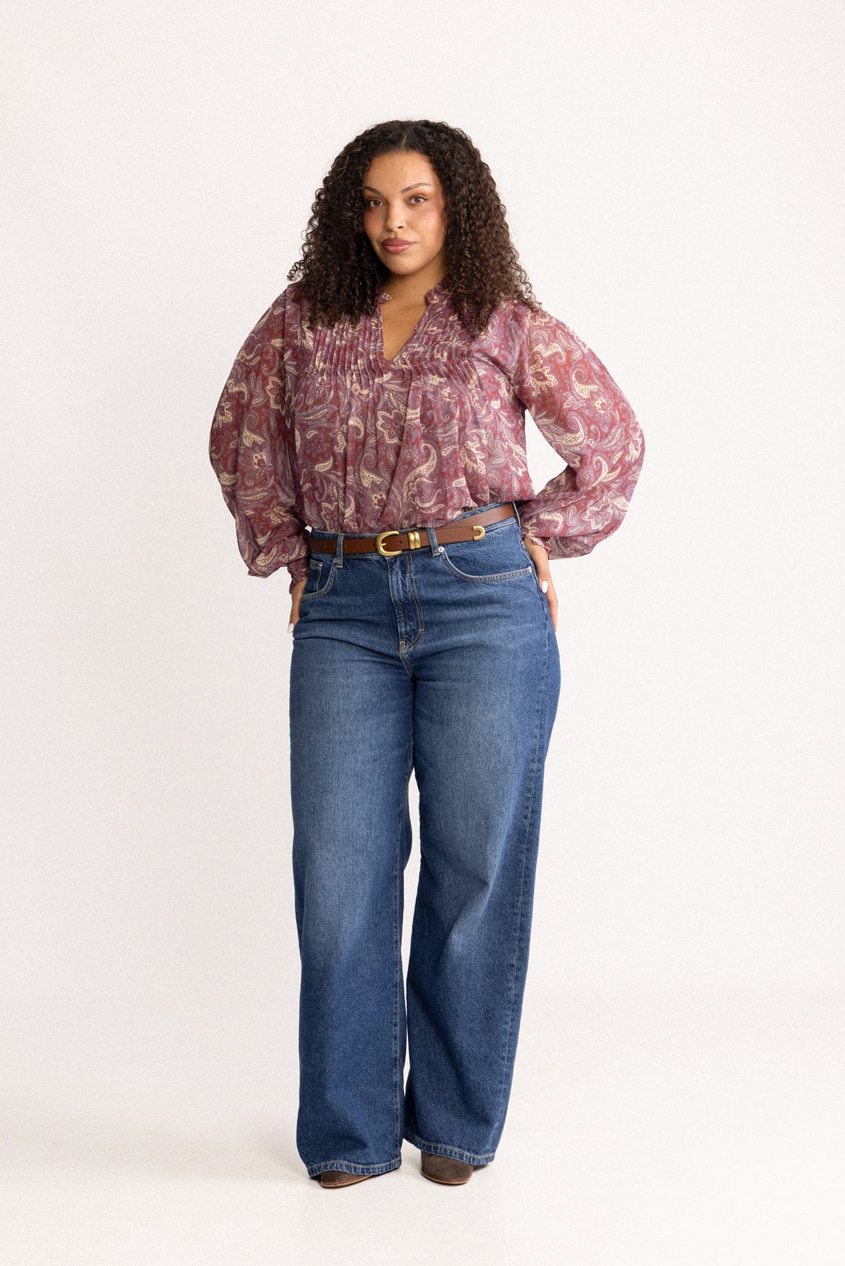 Emma Chiffon B Paisley Blus - Wine Paisley