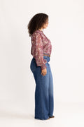 Emma Chiffon B Paisley Blus - Wine Paisley