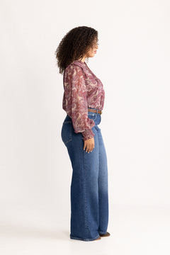 Emma Chiffon B Paisley Blouse - Wine Paisley